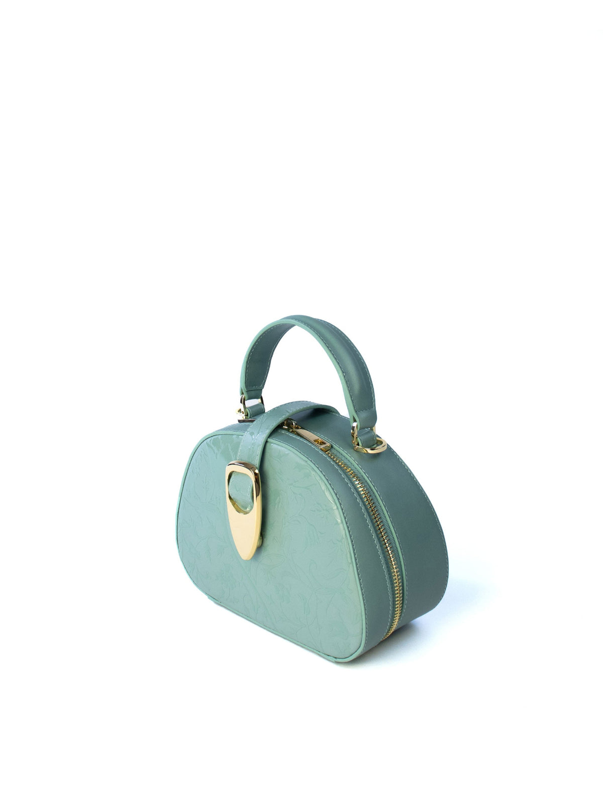 Armonia Bag – Luxury Italian leather handbag, handcrafted in Italy with premium materials. Genuine, premium quality Italian smooth calf leather, with structured and shiny hand feel, relief-printed with floral theme.