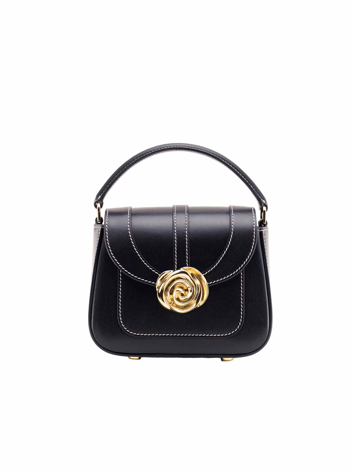 Beaumont Bag – Luxury handbag inspired by Versailles Gardens with 18-karat gold rose clasp, crafted in Italy, featuring a removable shoulder strap. French design, Made in Italy.