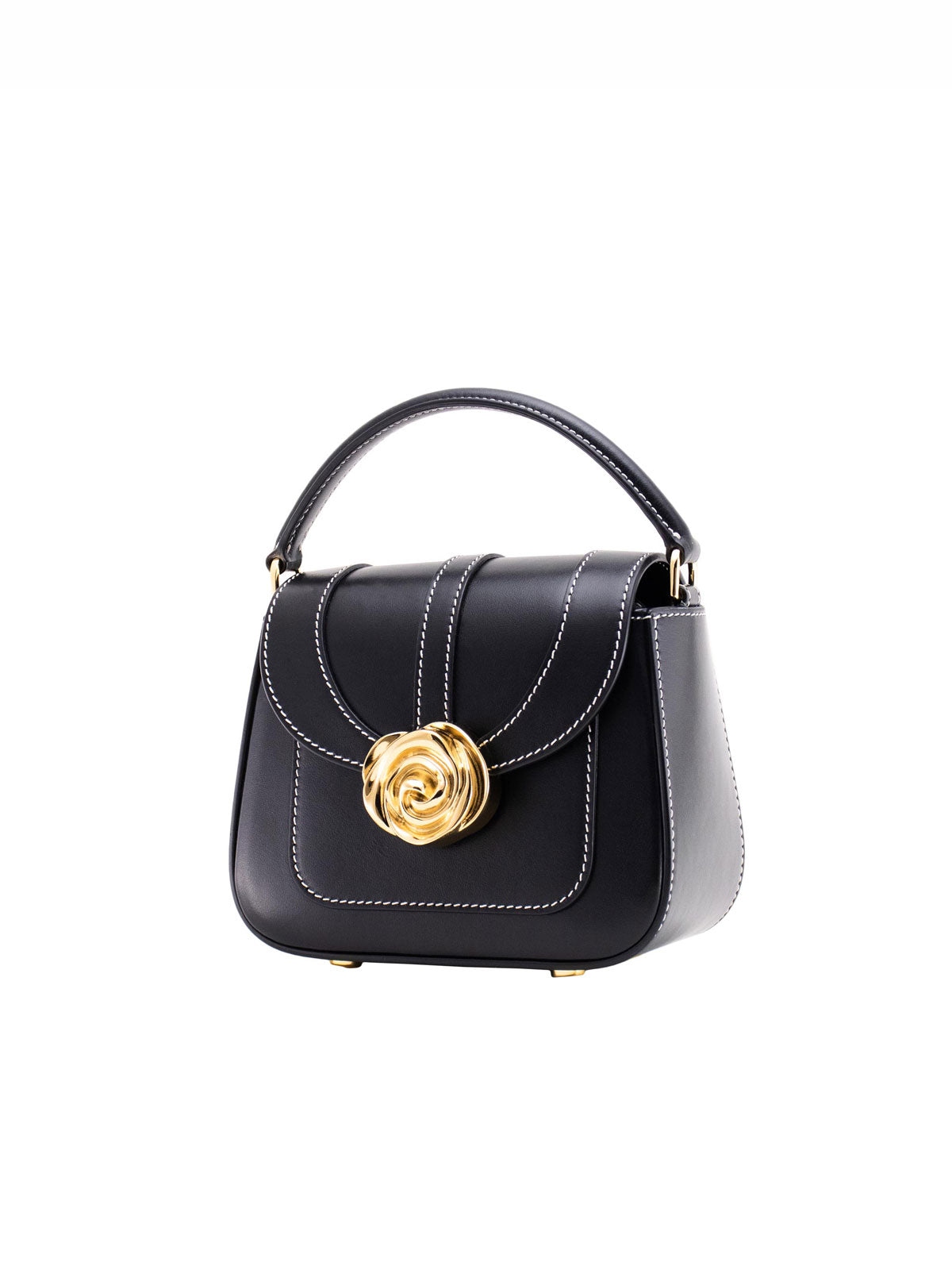 Beaumont Bag – Luxury handbag inspired by Versailles Gardens with 18-karat gold rose clasp, crafted in Italy, featuring a removable shoulder strap. French design, Made in Italy.