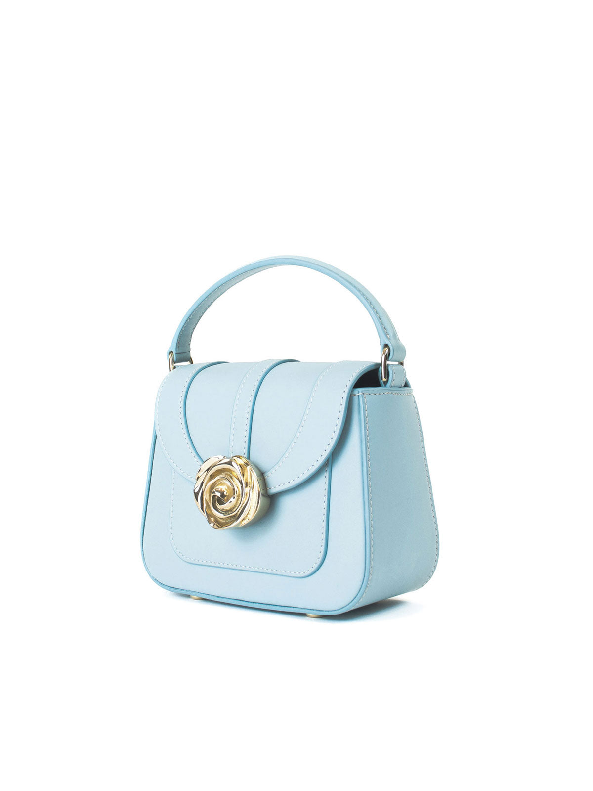 Beaumont Bag – Luxury handbag inspired by Versailles Gardens with 18-karat gold rose clasp, crafted in Italy, featuring a removable shoulder strap. French design, Made in Italy.