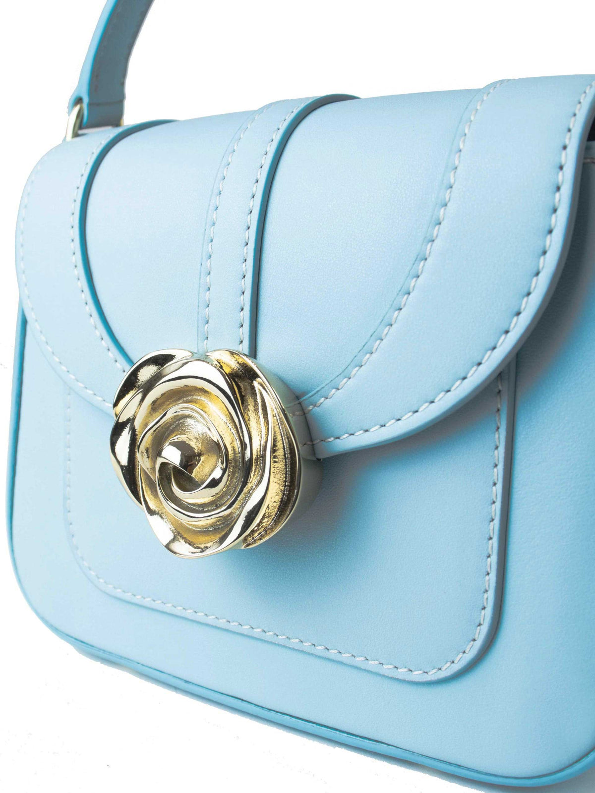 Beaumont Bag – Luxury handbag inspired by Versailles Gardens with 18-karat gold rose clasp, crafted in Italy, featuring a removable shoulder strap. French design, Made in Italy.