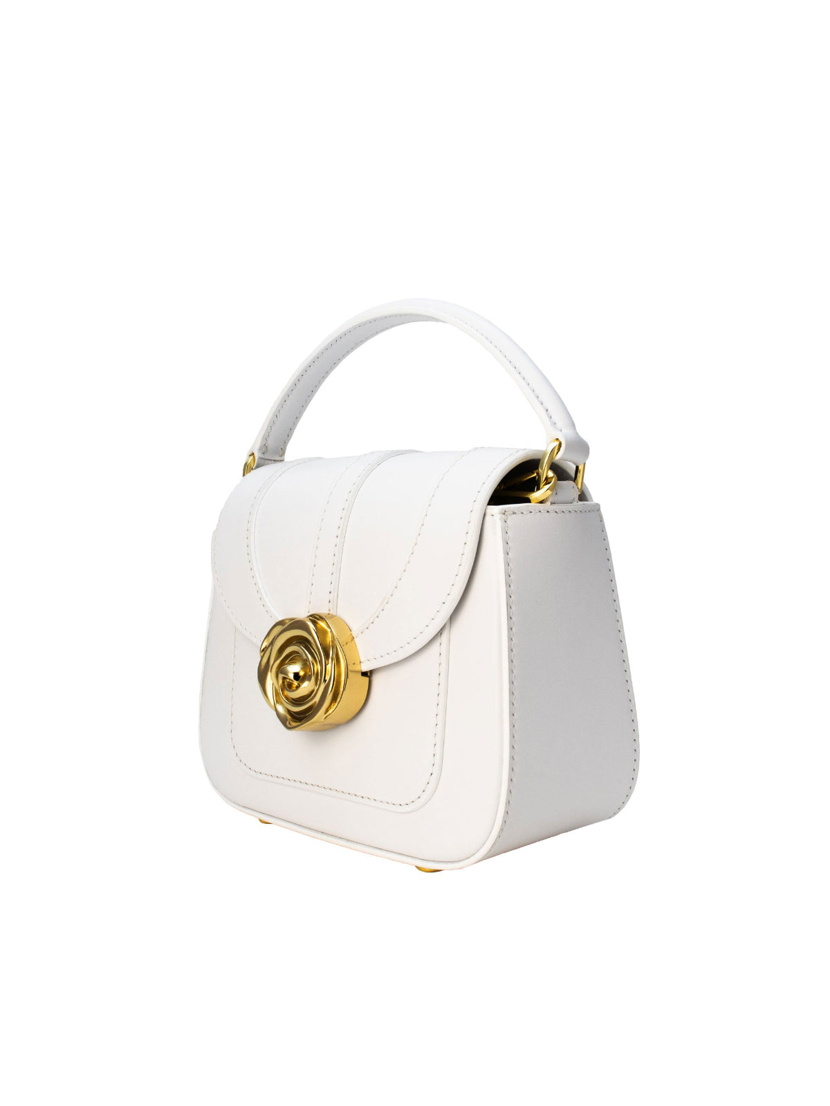 Beaumont Bag – Luxury handbag inspired by Versailles Gardens with 18-karat gold rose clasp, crafted in Italy, featuring a removable shoulder strap. French design, Made in Italy.