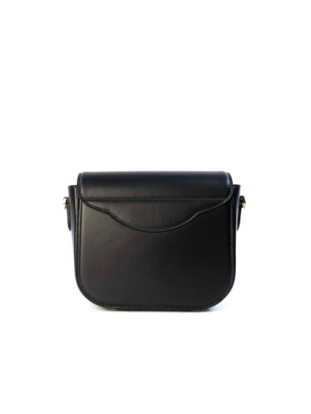 Biscuit Bag – Elegant calf leather handbag with scalloped compartment, button closure, and removable shoulder strap, handcrafted in Italy. French design, Italian made.