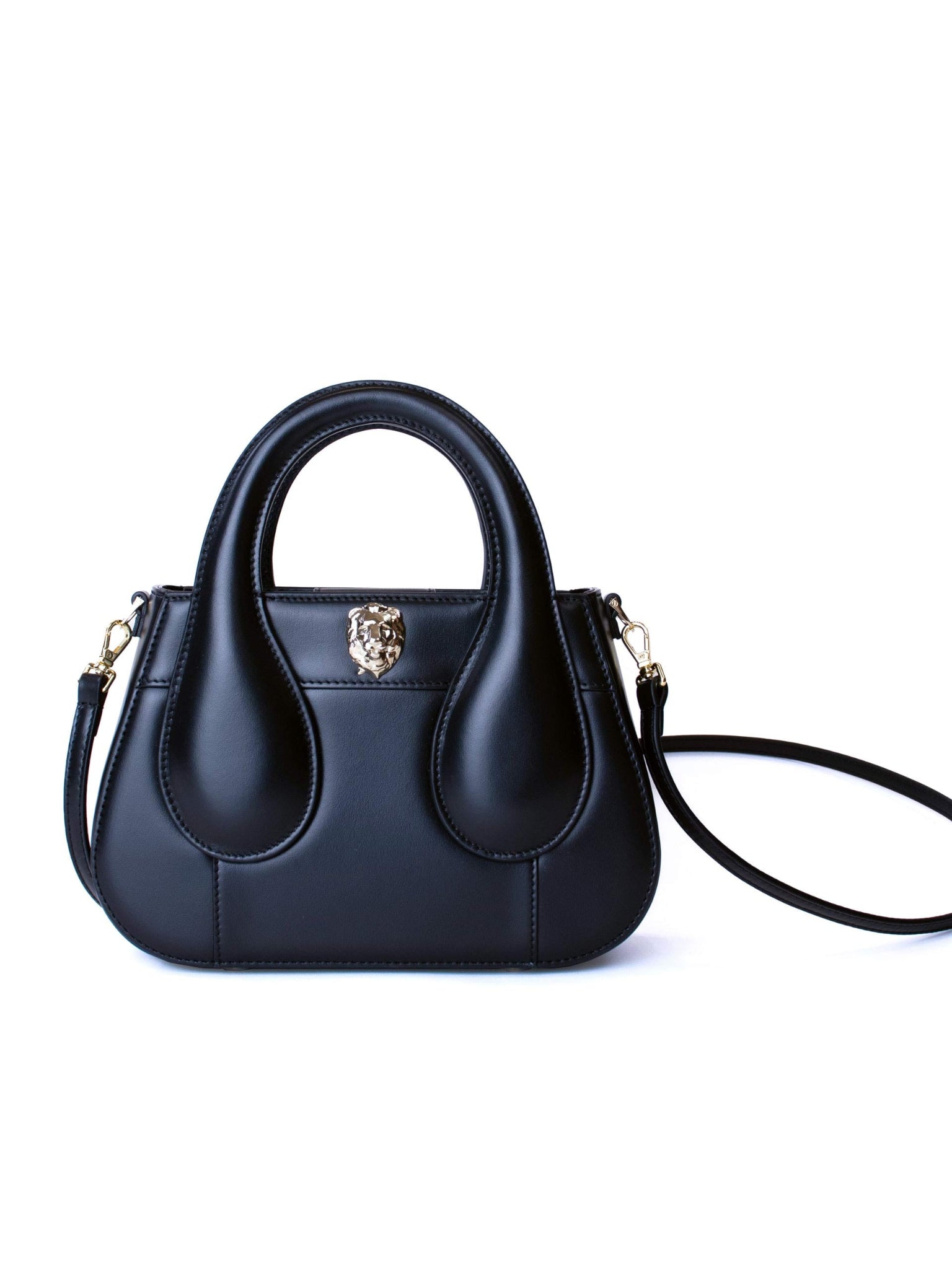 Gamberini bag. Premium Italian calfskin leather handbag with 18k gold-plated accessory.