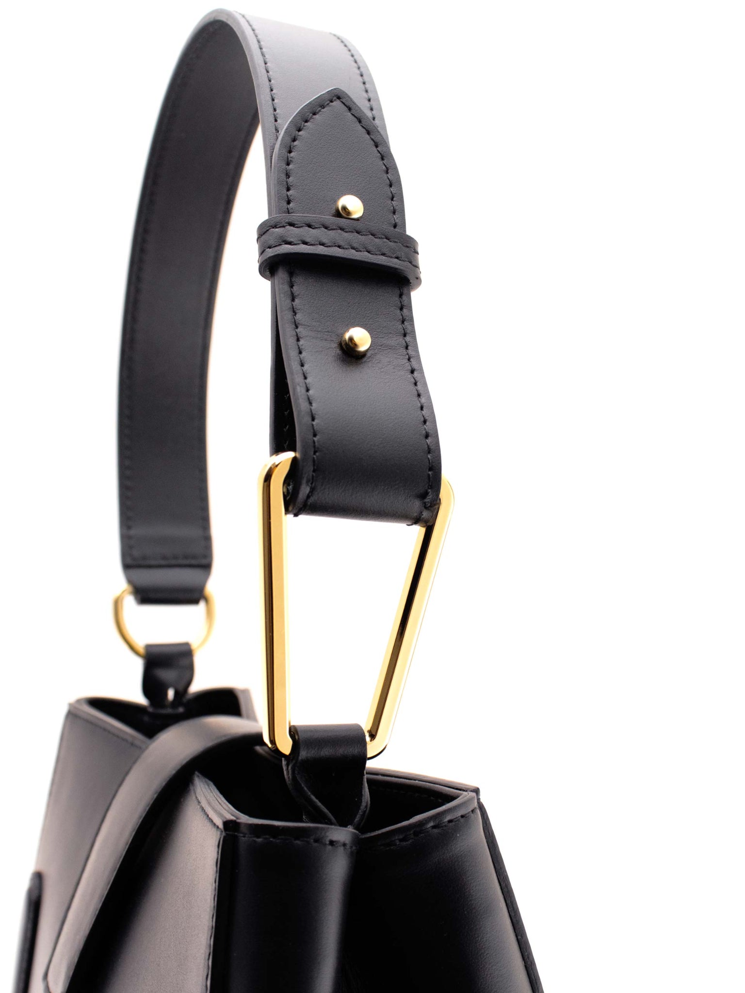 Marina Lorenzi. Ariel Bag – Elegant, modern Italian leather handbag with a contrasting shoulder strap. Premium Italian calf leather. 18k gold-plated accessories. Perfect for work, travel, and everyday sophistication.