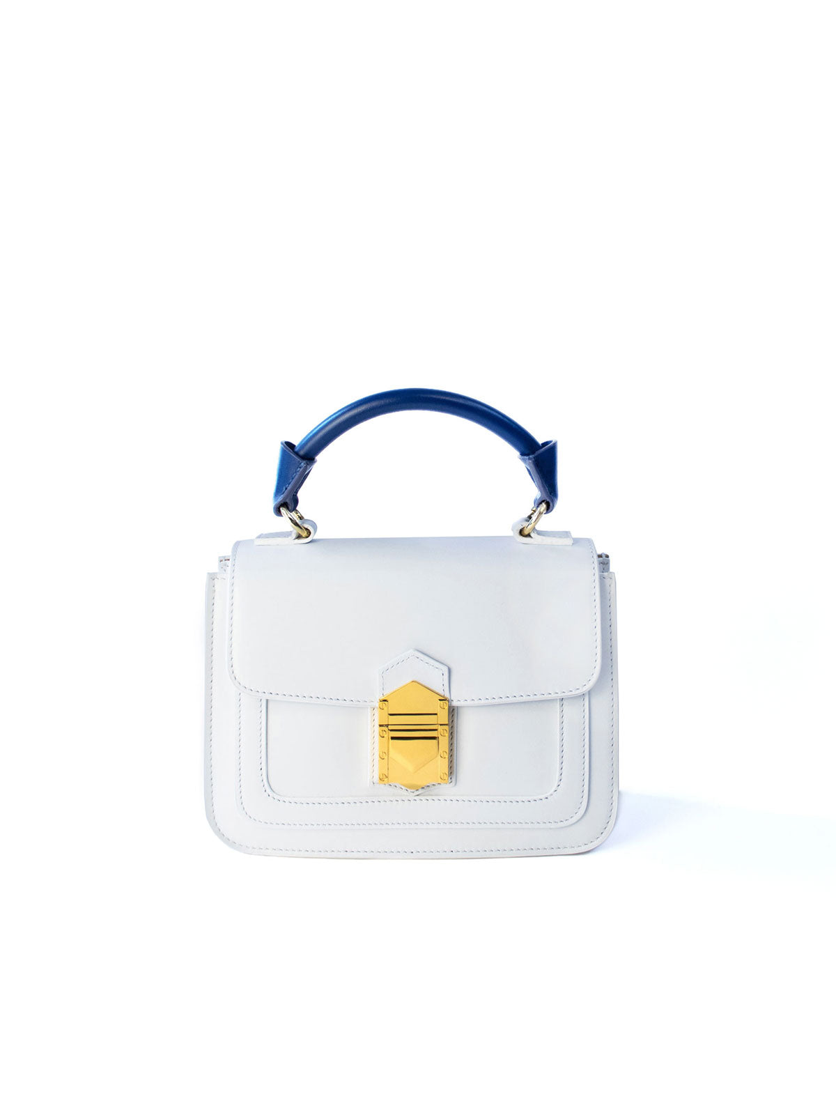 Marina Lorenzi. Zada Bag – Luxury Italian handbag with a 18k gold-plated closure, contrasting tones, and detachable shoulder strap, make of premium Italian calfskin leather. 