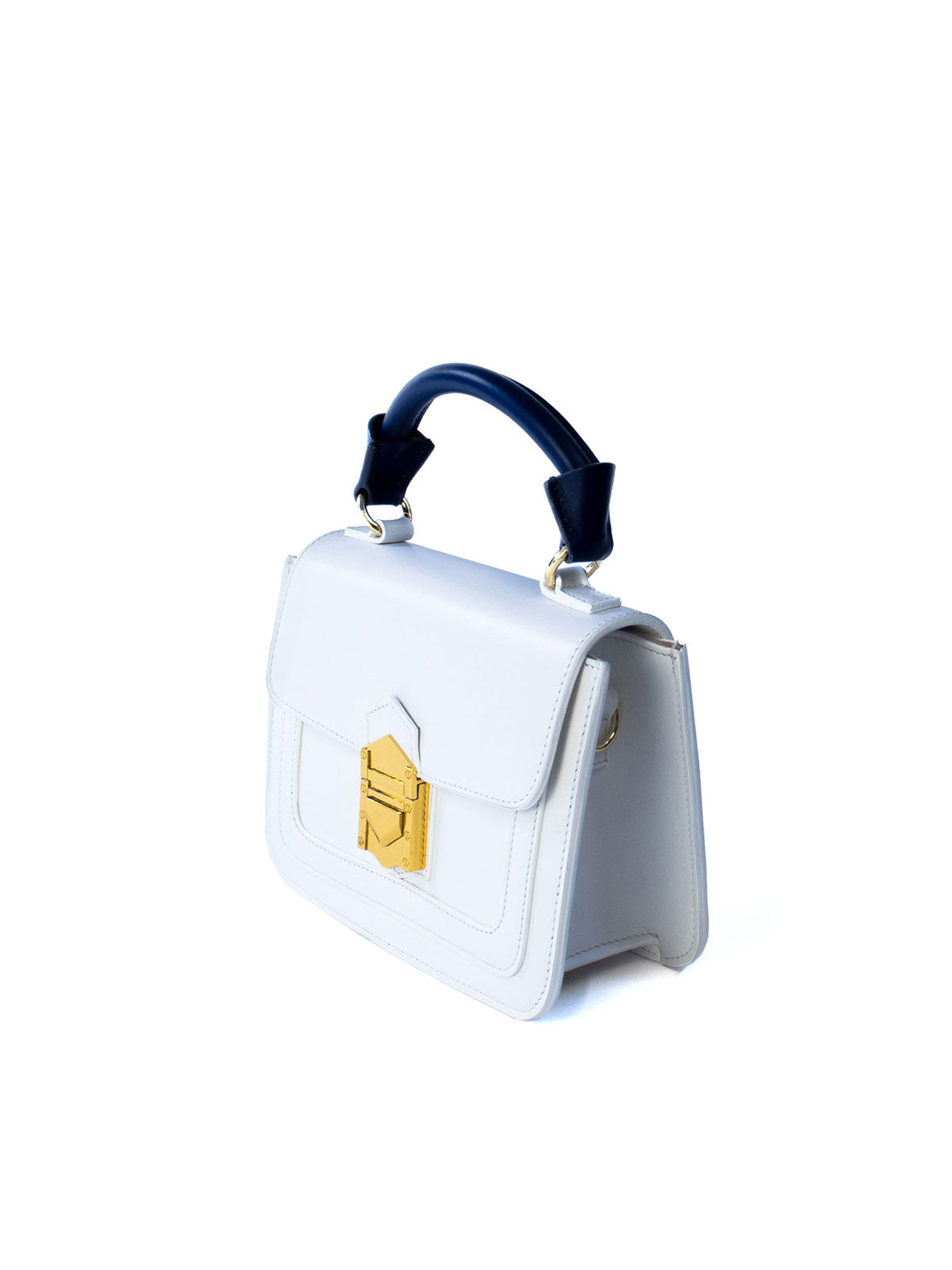 Marina Lorenzi. Zada Bag – Luxury Italian handbag with a 18k gold-plated closure, contrasting tones, and detachable shoulder strap, make of premium Italian calfskin leather. 