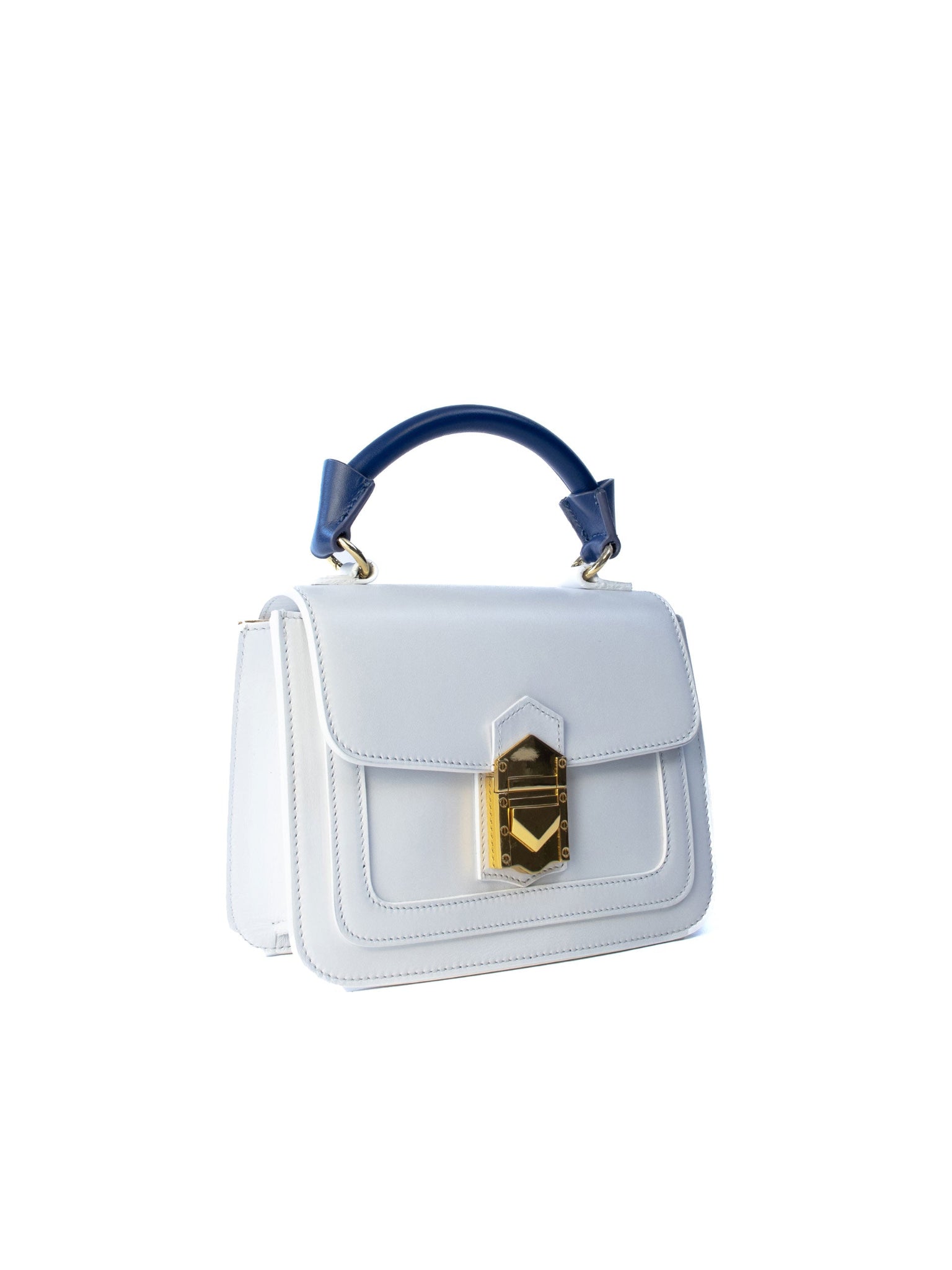 Marina Lorenzi. Zada Bag – Luxury Italian handbag with a 18k gold-plated closure, contrasting tones, and detachable shoulder strap, make of premium Italian calfskin leather. 