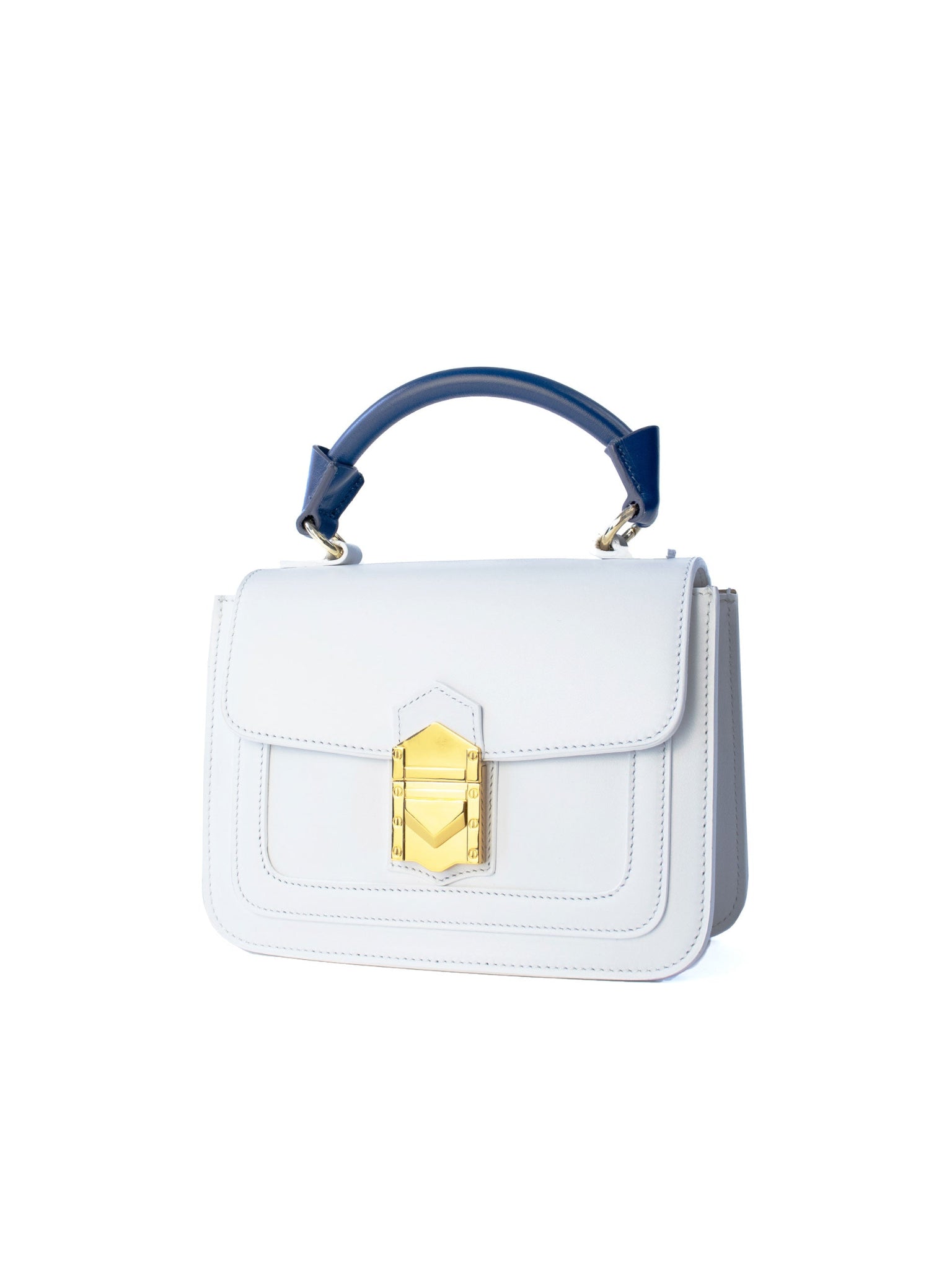 Marina Lorenzi. Zada Bag – Luxury Italian handbag with a 18k gold-plated closure, contrasting tones, and detachable shoulder strap, make of premium Italian calfskin leather. 