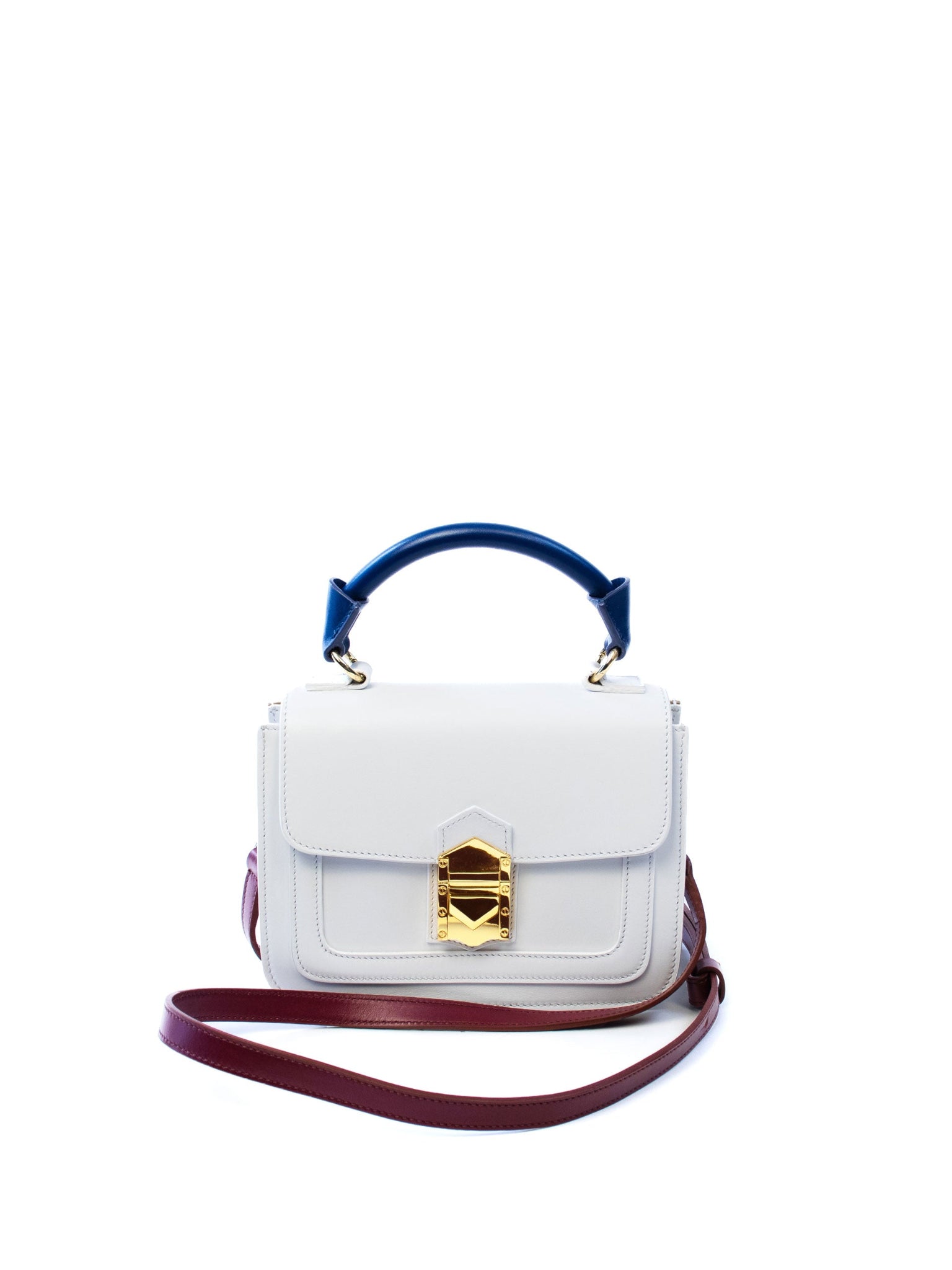 Marina Lorenzi. Zada Bag – Luxury Italian handbag with a 18k gold-plated closure, contrasting tones, and detachable shoulder strap, make of premium Italian calfskin leather. 