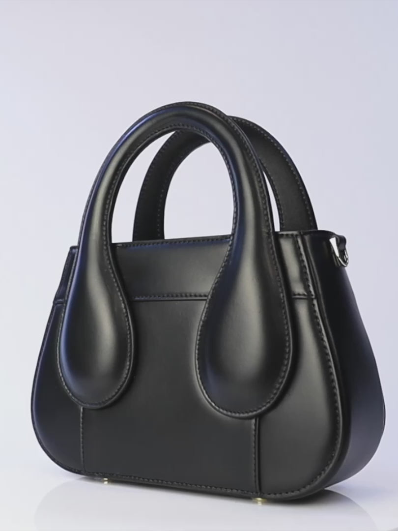 Gamberini bag. Premium Italian calfskin leather handbag with 18k gold-plated accessory.